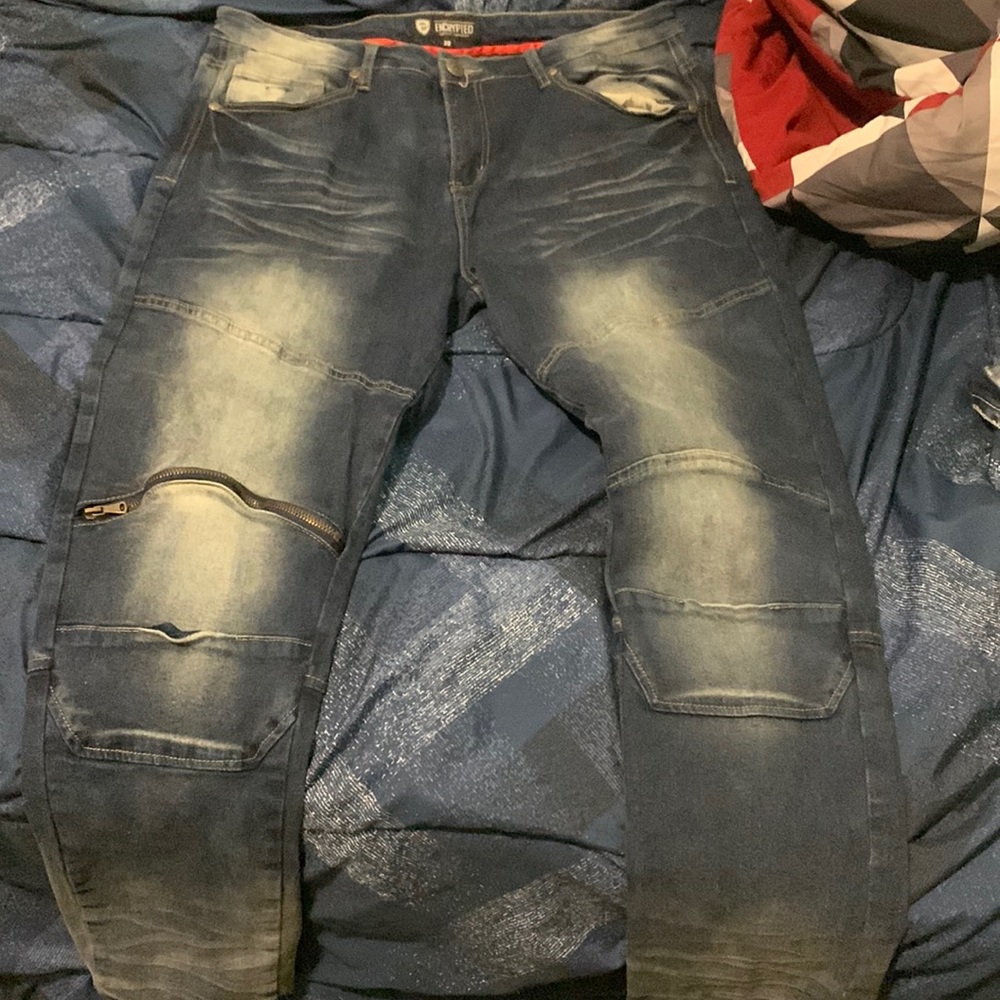 Blue denim jeans